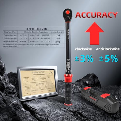 3/8-Inch Drive Torque Wrench 10-110ft.lb/13.56-149.14Nm, ±3% Precision Dual Direction Torque Wrenches with 72-Tooth Dual Range Scales with Ft.Lbs and N.m - size: 3/8" DR.『10-110 FT.LB』