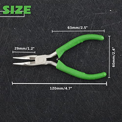 Mini Bent Nose Pliers with Serrated Jaw 4.7 Inches Bent Chain Nose Pliers for Jewelry Making Wire Cutter for Crafting and Repair Working in Tight Spaces - style: Bent Nose Pliers serrated jaws