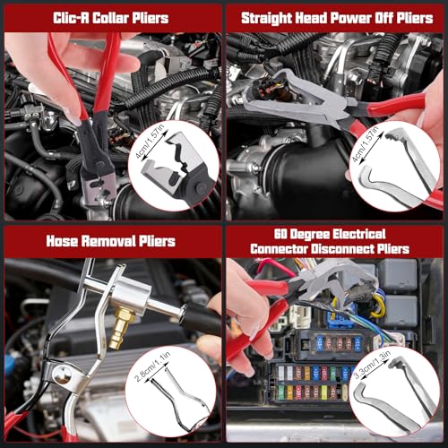 Hose Clamp Pliers Set, 38 Pcs Hose Clamp Kit with Electrical Connector Disconnect Pliers & Terminal Pin Removal Tool, Automotive Radiator Coolant System Repair Tool Set for Car Mechanic DIYer - color: 38 Pcs