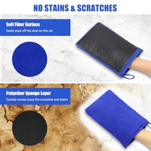 Windspeed 2Pack Clay Mitt, Microfiber Clay Bar for Car Detailing, Medium Grade Clay Bar Glove Clay Towel Auto Detailing for Cleaning Auto Clay Mitt (Blue) - color: Blue