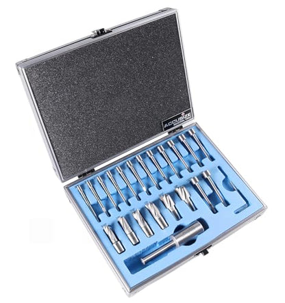 Accusize Industrial Tools 21 Pcs Hss Interchangeable Pilot Counterbore Set, 3620-0121 | 5/16 - 5/8", 21 Pc in HSS Interchangeable Pilot Counterbore Set, Straight Shank - size: Imperial Size & Metric, style: Interchangeable pilot