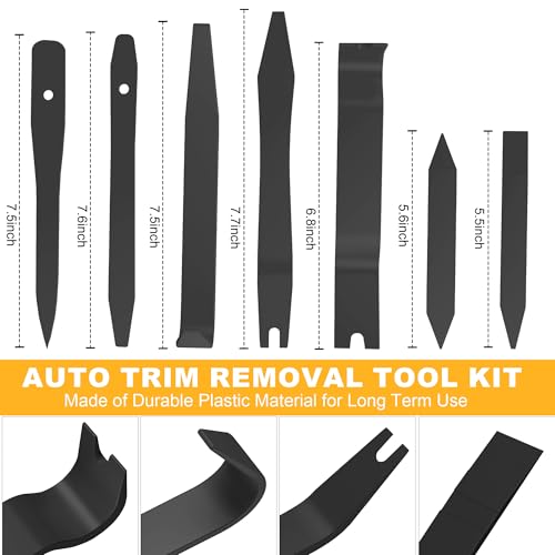 10 Pcs Car Trim Removal Tool Kit with Non-Scratch Plastic Pry Tool and Auto Clip Pliers, Automotive Car Trim Rivet Clip Removal Tool for Door Panel Dashboard Body Repair Kit -Black - color: Black