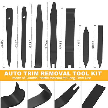 10 Pcs Car Trim Removal Tool Kit with Non-Scratch Plastic Pry Tool and Auto Clip Pliers, Automotive Car Trim Rivet Clip Removal Tool for Door Panel Dashboard Body Repair Kit -Black - color: Black
