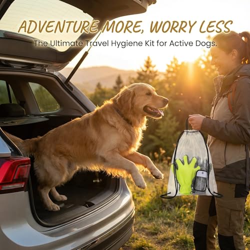 Dog Paw Cleaner Kit with Spray Bottle and Chenille Mitt | Portable paw wash set, microfiber mitt, waterproof storage bag for hiking and car trips