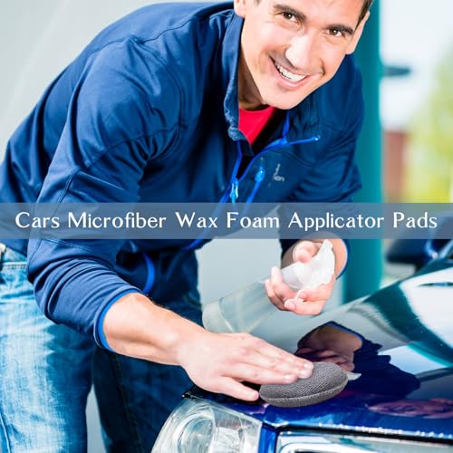 Tanlade 50 Pcs Car Detailing Microfiber Applicator Pad Wax Applicator Wash Microfiber Pads, 5 Inch Diameter (Grey) - color: Gray