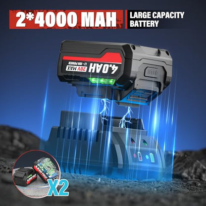 SEYVUM Cordless Impact Wrench, 1/2” Max Torque 900 Ft-lbs / 1200 N.m Powerful Impact Gun, 20V 3500RPM Electric Impact Driver, 2 x 4.0Ah Battery & Fast Charger, 6 Impact Sockets, Carrying Case Included - style: 1200 N.m