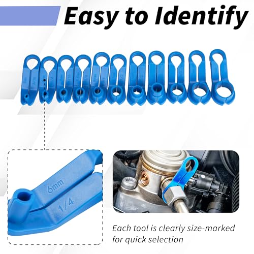 BFXM 11Pcs Fuel Line Disconnect Tool Set, Transmission Line Disconnect Tool | 3/8 5/16 1/4 3/16 7/8 3/4 5/8 1/2 Inch Fuel Line Removal Tool, AC Line Disconnect Tool Compatible for Ford/GM/Chrysler/Mazda - color: 11Pcs