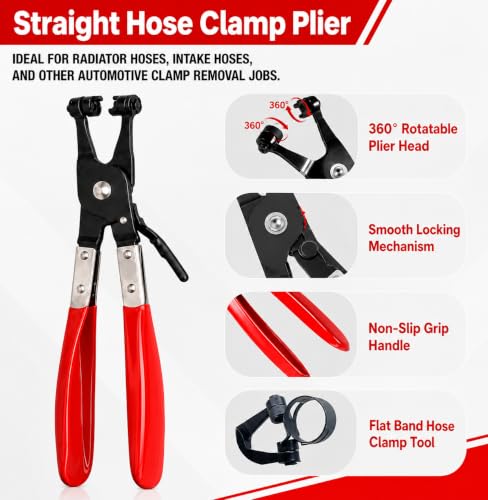 5-Piece Automotive Electrical Disconnect Pliers Kit, Electrical Connector & Terminal Removal Tool Set with Hose Clamp Pliers for Wire Harness, Sensor Plugs & Trim Clips with Storage Bag