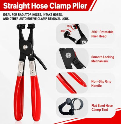 5-Piece Automotive Electrical Disconnect Pliers Kit, Electrical Connector & Terminal Removal Tool Set with Hose Clamp Pliers for Wire Harness, Sensor Plugs & Trim Clips with Storage Bag