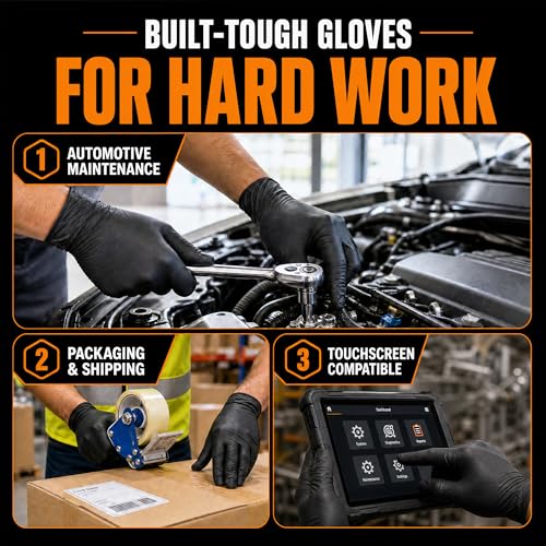 HEAVY DUTY 7 Mil Nitrile Black Gloves Disposable Latex Free Rubber Latex Cleaning Mechanic Food Prep Gloves 1000PCs - size: X-Large
