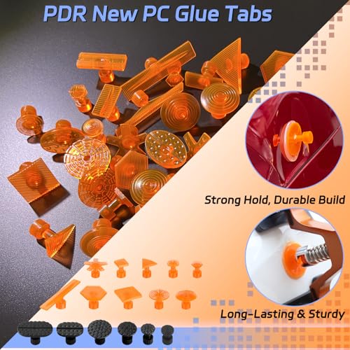 Paintless Dent Repair Kit with LED Line Board, Heat Gun for Glue Removal & Dent Heating, Dent Puller Kit with T-Bar, Dent Lifter, PC Glue Tabs, Auto Body Dent Removal Kit for Cars Trucks - size: PDR tools-A3