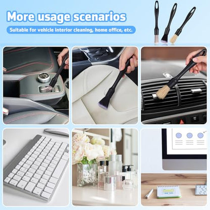 Alasum Car Detailing Brush Set Pp Material with Multiple Brush Heads 3pcs Portable Interior Cleaning Tools for Dashboard, Air Vent, and Crevice Cleaning in Cars
