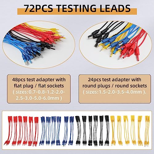 Automotive Circuit Test Leads Kit, 104 Pieces Multimeter Multi Function Electric Probe Test Kit with Black Carrying Case Test Lead Set Wire Connectors Adapter Cables