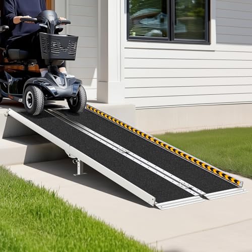 gardhom 5FT Ramp for Wheelchair for Home Steps, 800Lbs Load Capacity Anti-Slip Aluminum Portable Folding Handicap Ramp for Home Entrance Threshold Doorways Stairs Curbs Scooter - size: 5 Foot (Pack of 1)