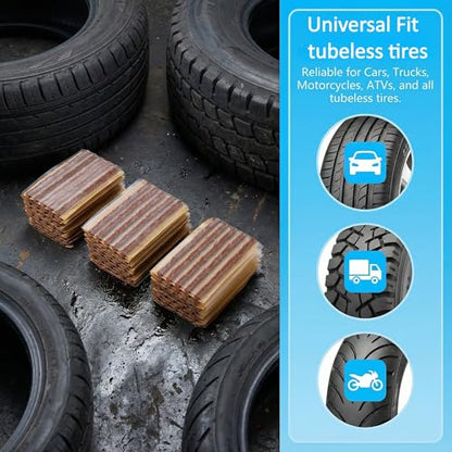 Tire Plugs 150pcs,Rubber Tire Repair Plugs Automotive Tire Puncture Repair Tool 4" x 1/4" for Tubeless Tires