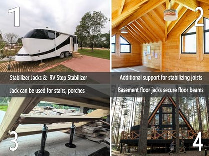 House Floor Jacks, Basement Floor Jack for Leveling and stabilizing Stairs, Porches, Decks, Crawl Spaces, Sagging/Uneven Floors and RV Camper Step Stabilizer, 4 Pack, 15.7" - 38" - size: 38 inch