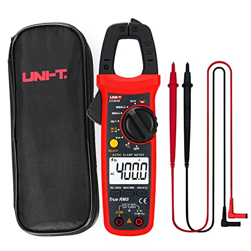UNI-T Digital Clamp Meter UT203R AC Current True RMS Volt Amp Ohm Meter HVAC Clamp On Multimeter, Auto Ranging 4,000 Counts NCV AC DC Voltage Frequency Resistance Capacitance Continuity Diode Tester - size: UT203R