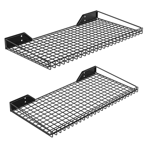 Ultrawall Wall Mounted Storage Shelf for Garage, 2 Pack Metal Shelf Rack, Heavy-Duty Wall Organizer Shelves Suitable for Shop, Shed, Garage 23.5inch x 12inch(Black) - color: Black