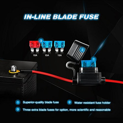 Nilight LED Light Bar Wiring Harness Kit 16AWG 12V On Off Waterproof Switch Power Relay Blade Fuse-2 Lead,2 Years Warranty (10020W), Black, Red, Blue, Green - color: 16AWG-2 Lead