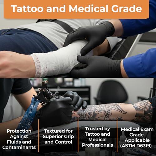 ASAP Nitrile Gloves Disposable Latex Free - 4 Mil Powder Free, Food Safe, Kitchen & Medical - Cleaning & Tattoo Supplies - color: Black, size: Medium