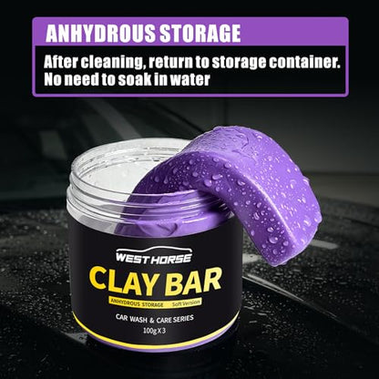 Clay Bar 3 Pack 300g(3x100g) Car Detailing Magic Clay Bars, Auto Clean Wash Bars, Deeply Cleanse The Paint Surface (Medium) - style: Medium