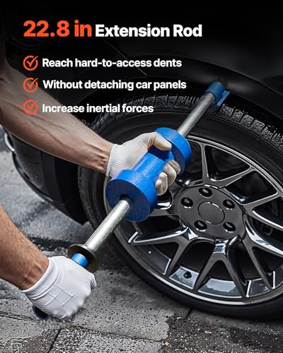 VEVOR Dent Puller Kit, 13 lbs 14-in-1 Slide Hammer Dent Removal Kit, Heavy-Duty Auto Body Truck Repair Automotive Damage Remover Tool Repair Frame with Carrying Case, Extension Rod, Non-Slip Handle - size: 13 lbs 14-in-1