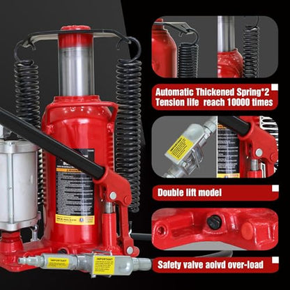 Big RED TQ20006-1 Torin Welded Pneumatic Air Hydraulic Car Bottle Jack: Aluminum Alloy Pump and Special Slow Release Equipment for Auto Repair and House Lift, 20 Ton (40,000 LBs) Capacity, Red - style: 20 Ton(40,000 LBs)-New