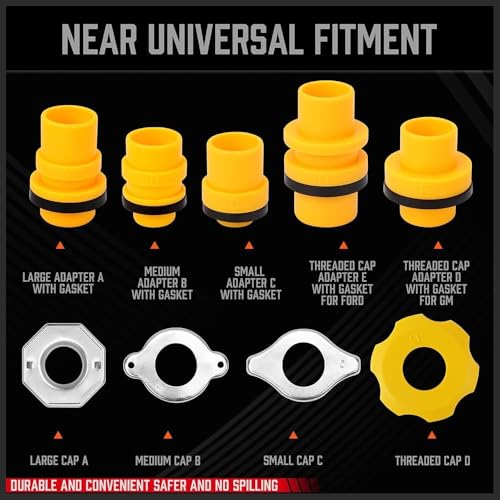 Ultimate No Spill Coolant Funnel Kit - 19-Piece Spill-Free Radiator Funnel Set, Spill Proof Radiator Bleeder Kit, Coolant Filling, Radiator Filler, Extra Funnels and Adapters for Universal Vehicle - size: 19 PCS - Classic Edition