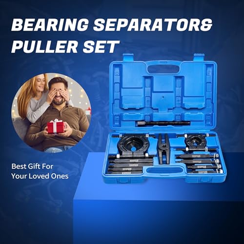 KOOPOOL 12-Piece Bearing Puller, Wheel Hub Puller Set, Wheel Bearing Removal Tool, Blind Bearing Puller, 5 Ton Capacity Bearing Separator with 2’’ and 3’’ Bearing Separator Jaws