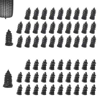 60 Pcs Heavy Duty Tire Repair Rubber Nails, Spiral Screw-in Emergency Puncture Repair Plugs, Tubeless Tire Repair Kit for Car, Truck, Motorcycle, ATV, SUV, Tractor, Trailer(Black)