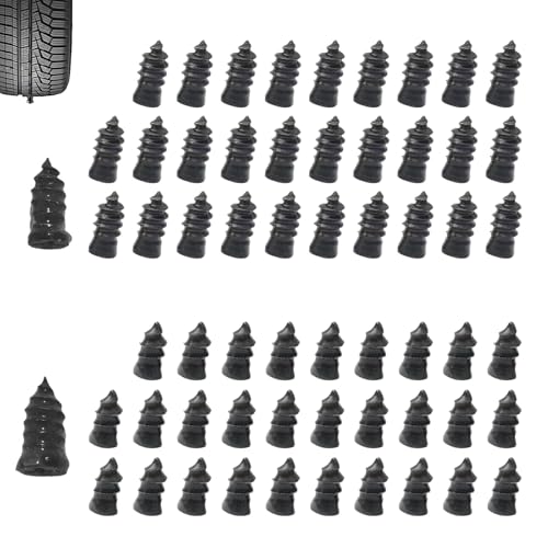 60 Pcs Heavy Duty Tire Repair Rubber Nails, Spiral Screw-in Emergency Puncture Repair Plugs, Tubeless Tire Repair Kit for Car, Truck, Motorcycle, ATV, SUV, Tractor, Trailer(Black)