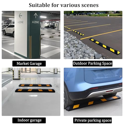 OrangeStar 72" Rubber Parking Curb, Heavy Duty Garage Floor Wheel Stopper w/Yellow Reflective Stripe for Car, Truck, Trailer - size: 72in (1-Pack)