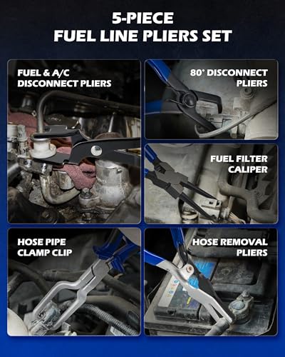 Orion Motor Tech Master Quick Disconnect & Fuel Line Pliers Tool Set, 31pc Fuel Line Disconnect Tool Set with Fuel and AC Disconnect Pliers, Heavy-Duty Fuel Pipe Repair Set for Auto A/C Fuel Line - color: blue