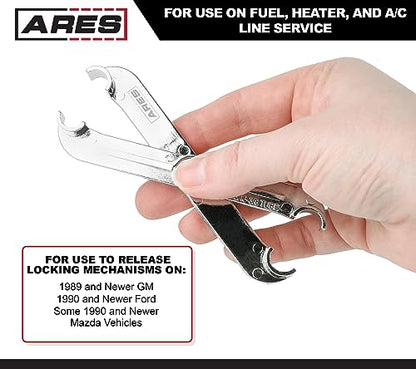 ARES 70024-3/8-Inch and 5/16-Inch Scissor Fuel Line Disconnect Tool - Easy Separation of Quick Disconnect Style Fittings - Use on Fuel, Heater, and A/C Line Service on Many Late Model Vehicles