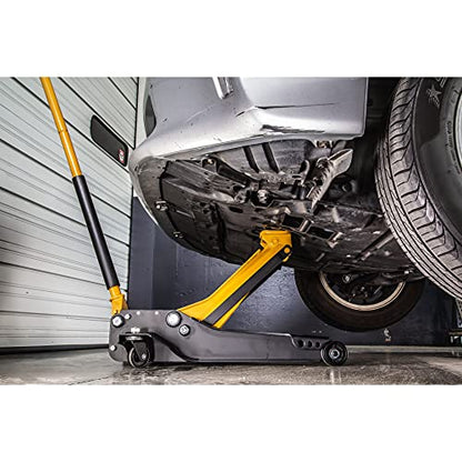CAT 3-1/2 Ton Low Profile Service Jack – Dual Pump Quick Lift, 3.75" to 21" Lift Range, Oversized Saddle, Heavy-Duty Frame, Smooth-Roll Front Rollers – 240332 - size: Low Profile