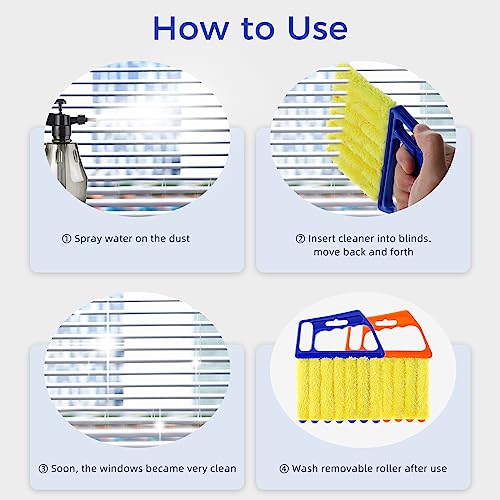 4Pcs Window Venetian Blind Cleaner Duster Tool,Washable 7 Fingers Dusting Cleaner and Air Vent Cleaner,Shutter Cleaner Brush,Blinds Air Conditioner Keyboard Fan Duster Dirt Housekeeping Tool