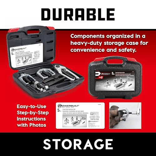 Powerbuilt Front End Vehicle Service Kit, Tie Rod End Puller, Car and Truck Ball Joint Remover, Pitman Arm puller 6 Piece 648626, Black - size: 6 Piece