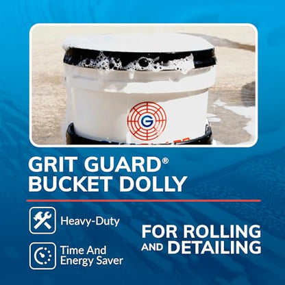Grit Guard Bucket Dolly with Wheels - Rolling Detailing Wash Bucket with 5 Wheels and 2 Locking Casters Compatible with 2.5, 4, 5 and 6 Gallon Buckets (Silver, 3" Red Casters) - Made in the USA - color: Silver, size: 3" Red Casters