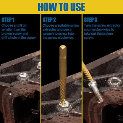 7-Piece Damaged Screw Extractor Set, Easy Out Bolt Extractor with Quick Change Adapter for Easily Remove Broken Bolts, Stripped Screws, Studs - size: 7 Pieces