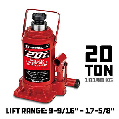 Alltrade 20 Ton Bottle Jack with 9-11/16 inch to 17-5/8 inch lifting range, portable hydraulic car jack with carrying case- Red 647503 - size: 20 Ton