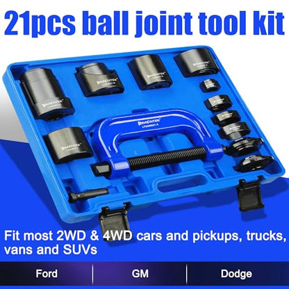 21pcs Ball Joint Press and U Joint Removal Tool, Heavy Duty Upper and Lower Ball Joint Service Set for 2WD 4WD Car Light Truck - color: Blue