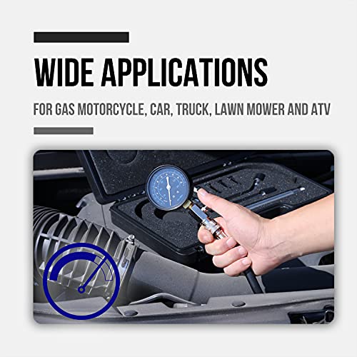 Lichamp 12pcs Compression Tester Adapter Kit with Spark Tester, Automotive Engine Cylinder Leak Down Compression Test Motor Pressure Gauge
