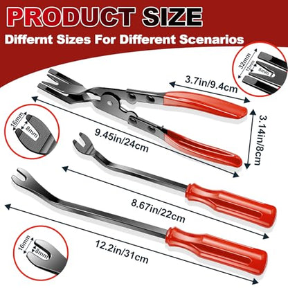 Keze 7 Pcs Auto Trim Removal Tool Kit for Car Panel Dashboard Door Clips and Upholstery with Plastic Pry Tool & Clip Pliers – No Scratch Design Professional Automotive Repair Tools Set, Red - color: Red-Auto Trim Removal Pry Tool