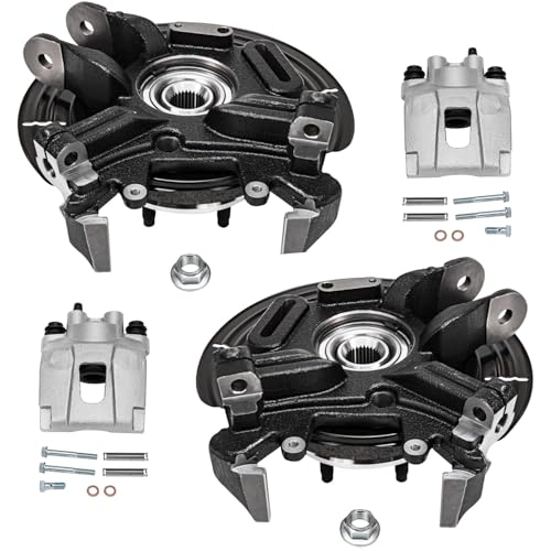 Detroit Axle - Rear Steering Knuckles w/Wheel Hubs Brake Calipers Replacement for Ford Explorer Mercury Mountaineer - 4pc Set - size: 4BU47708/Kit