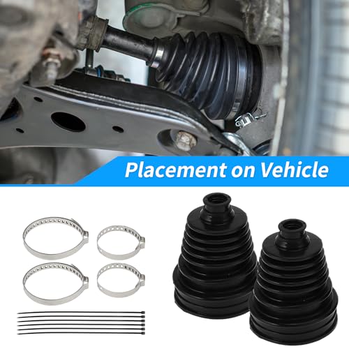 ACROPIX 2pcs CV Joint Boot with 4 Stainless Steel Clamps & 6 Cable Ties, Waterproof & Dustproof CV Axle Boot Repair Kit Universal CV Joint Boot Fits for Most Cars - size: Set C