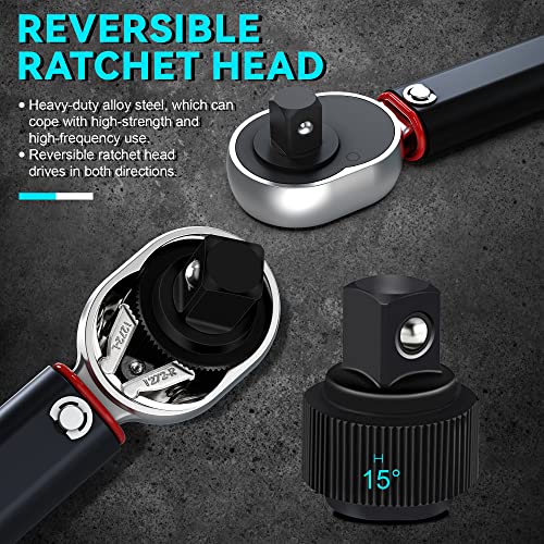 3/8" Drive Click Torque Wrench, 72 Tooth Dual-Direction Adjustable, Dual Scale, ±3% Accuracy, for Bicycle, Motorcycle, Automotive Repair and Maintenance - size: 3/8"