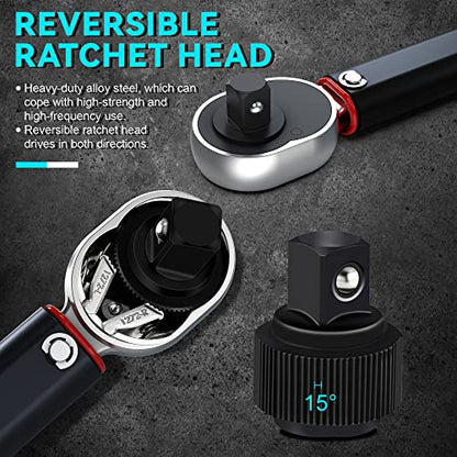 3/8" Drive Click Torque Wrench, 72 Tooth Dual-Direction Adjustable, Dual Scale, ±3% Accuracy, for Bicycle, Motorcycle, Automotive Repair and Maintenance - size: 3/8"