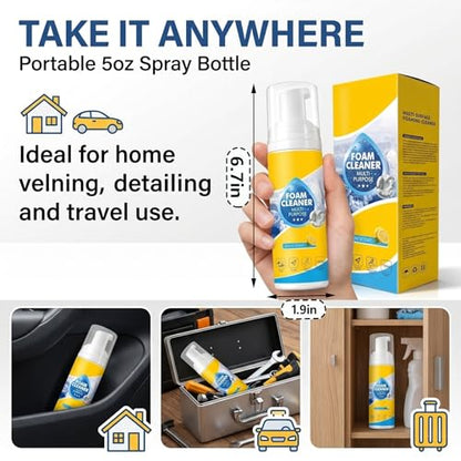 Foam Cleaner, 4-in-1 Multi-Enzyme Foam Cleaners, New Foam No-Rinse Cleaner,Multifunctional Foam-Cleaner Deep Cleaning Spray for Car Interior Leather Car Seat Cleaner, Kitchen Grease, Sofa Upholstery - color: Foam Cleaner
