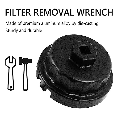 Oil Filter Wrench, 64mm, Heavy Duty, Compatible with Toyota, Camry, Tundra, Lexus, Sienna, RAV4, Highlander, Silver