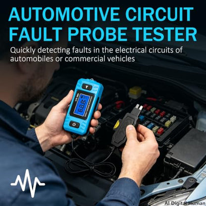 Automotive Circuit Fault Probe Tester, Cnbj-611 Automotive Parasitic Draw Current Tester, Portable 20A 48v Car Relay Fuse Blade Test, with Led Display & Front Lighting, with 23A/12v Battery